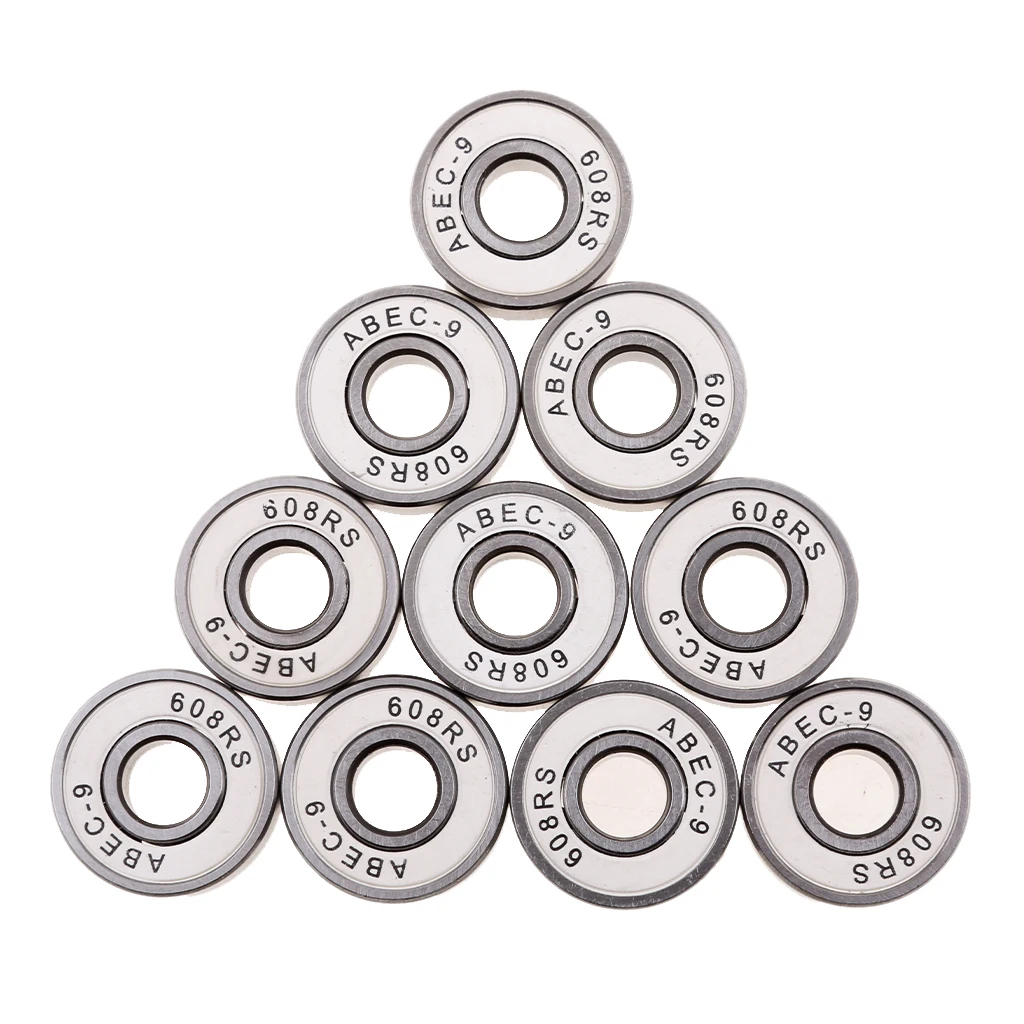 10 Pieces Premium ABEC-9 608RS Roller Skate Wheel Bearings Seal Ball Bearing Skate Board Accessories Outdoor Sports Tools