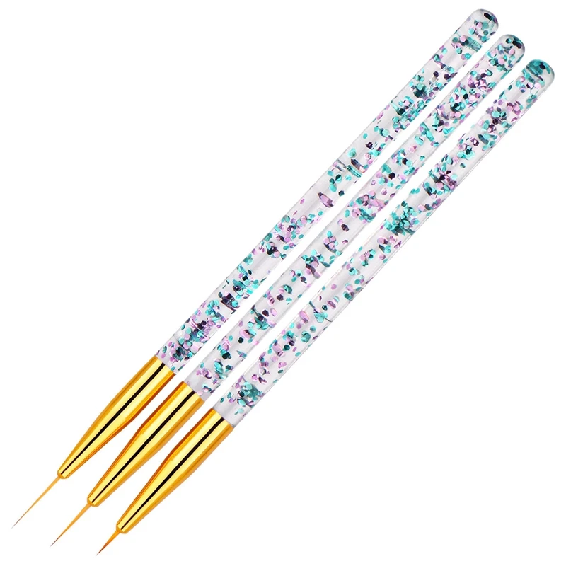 

3 Pieces Nail Art Liner Brushes Painting Flower Drawing Lines Grid Stripe Manicure Acrylic UV Gel Pens DIY Tips Design Set(Size: