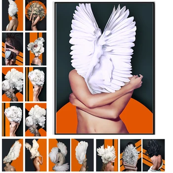 

Modern Figure Lady Head Flower Fashion Picture Nordic Canvas Painting Wall Art Poster and Print Home Decor for Bedroom Room 6-8