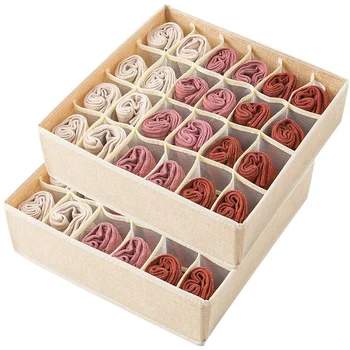 

2 Pack Closet Socks Organizer Drawer Divider, 24 Cell Collapsible Closet Cabinet Organizer Underwear Storage Boxes