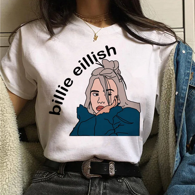 Женская футболка с принтом Billie Elilish, корейский стиль, Harajuku, футболка с коротким рукавом, I Am A Bad Guy, уличное платье для девочек, рубашка, футболка