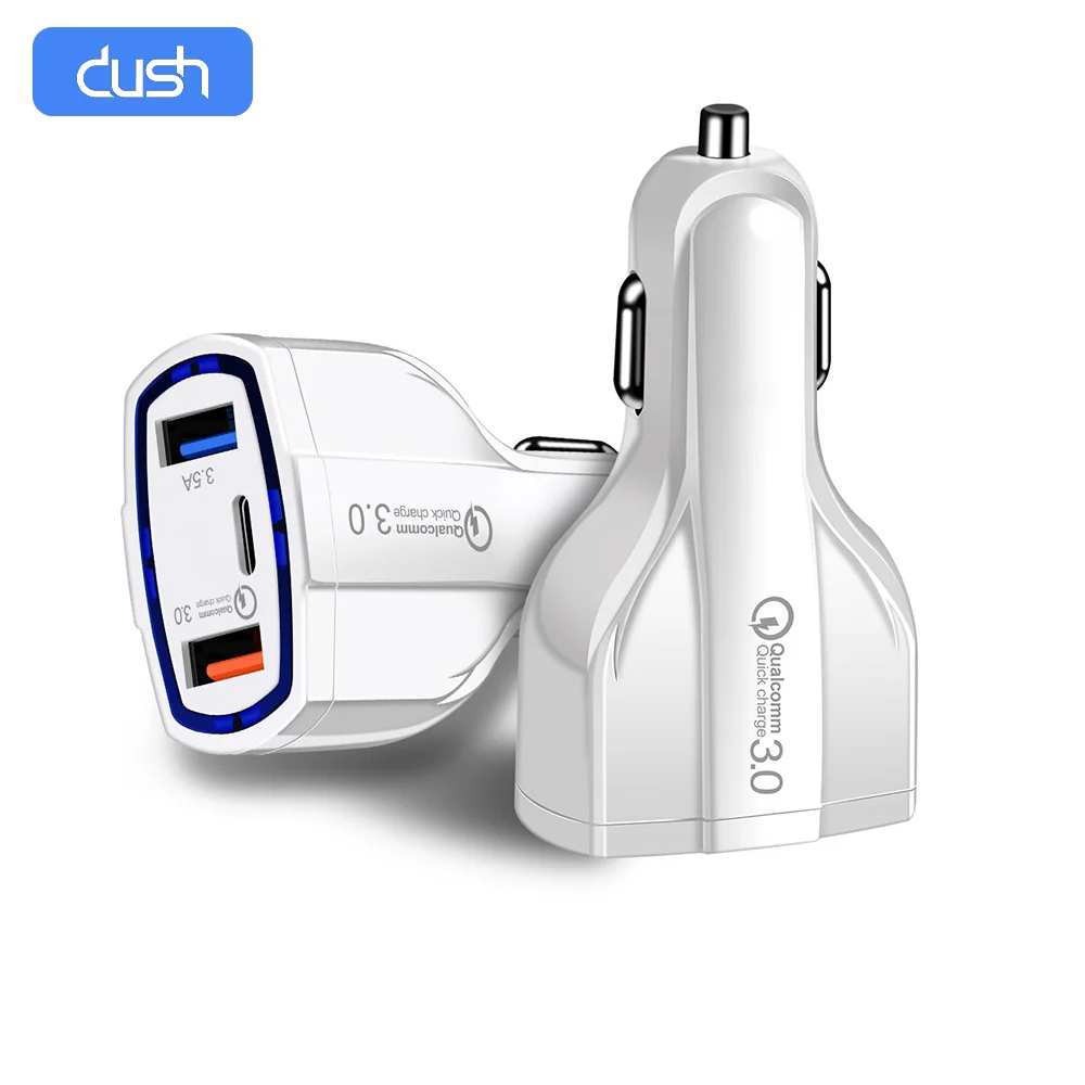 

DUSH Quick Charge 3.0 USB Car Charger 2 USB For iPhone Huawei Samsung PD Fast Car Mobile Phone Charger Mobile Phone Chargers
