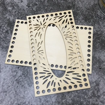 

set of 2pcs rectangular box for napkins wooden bottoms for crochet tissue box wood base napkin holder