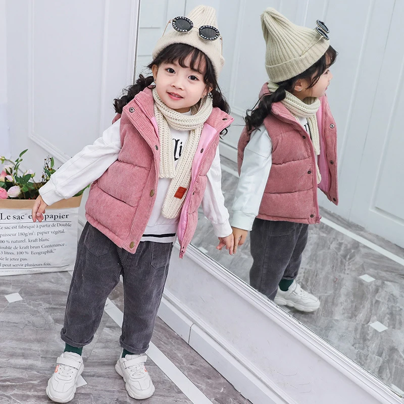 Autumn Corduroy Vests Girls Cotton Jackets Winter Kids Boys Baby Thick Warm Outerwear Children's Coat Casual Waistcoat Clothing kids winter outerwear