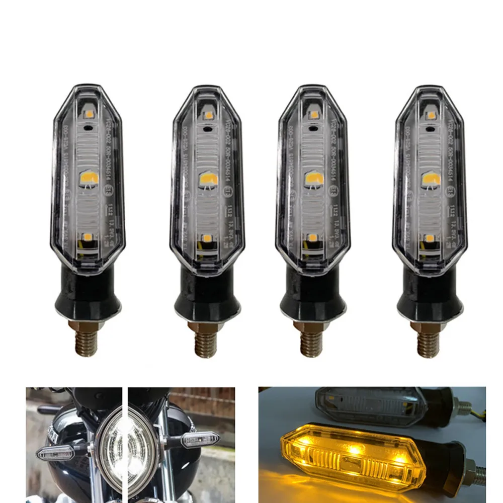 DOPHISALL AUTO Motorcycle Sequential Turn Signals - High Brightness Amber Flowing LED Lamps For DC12V (Pack Of 2)
