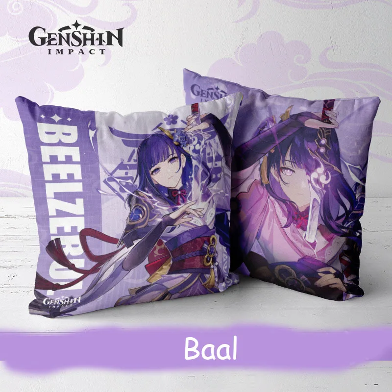 Game Impact Cosplay Pillowcase Zhongli HuTao Ganyu Xiao Yelan Ayato Baal Kazuha Collei Square Cushion Double Side Pillow Gift