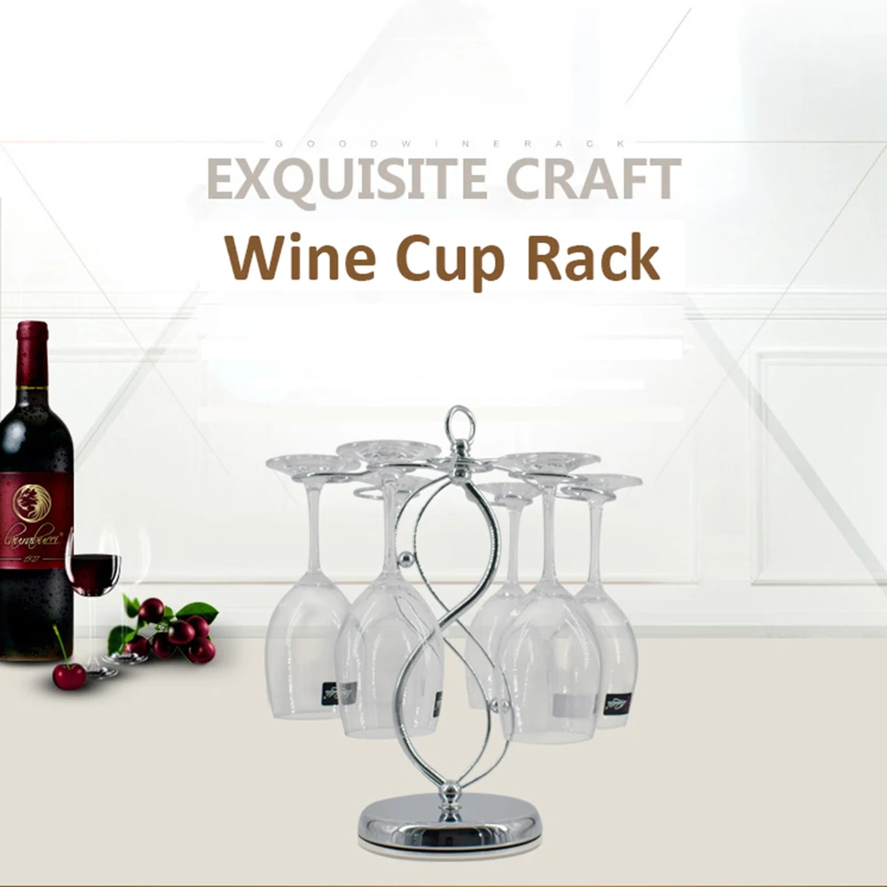 

Wine Rack Goblet Holder Glass Holder Standing with 6 Hooks Wine Champagne Glass Cup Hangers for Home Bars Restaurants