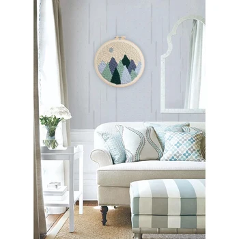 

DIY Landscape Painting Pattern with Embroidery Tool Needlework Set Bag with Embroidery Needle Beginner Wall Artist Home Decorati