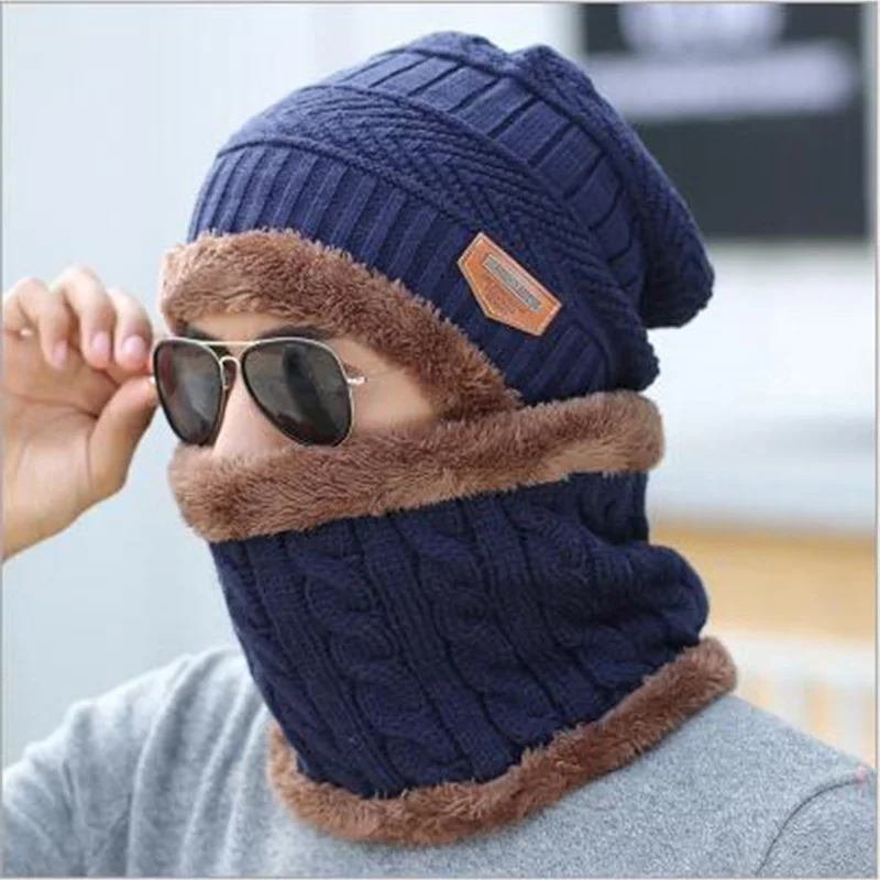 Зимняя вязаная шапка модные облегающие шапки Вязаная мужская зимняя шапочка для