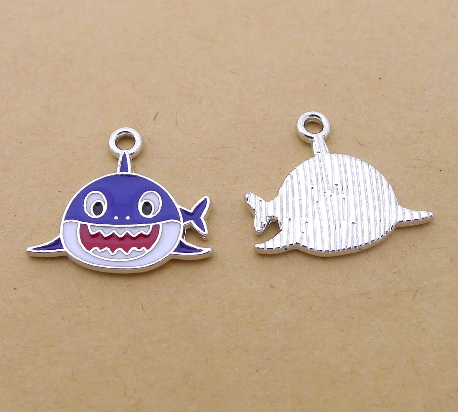 

Handmade Earrings Charms Diy Accessories For Jewelry Pendant Bracelet 10pcs 16x18mm Enamel Shark Charms