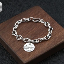 S925 стерлингового серебра украшения хипстера личности тайский серебряный корейский буквенный ярлык простой тренд мужчин и женщин браслеты