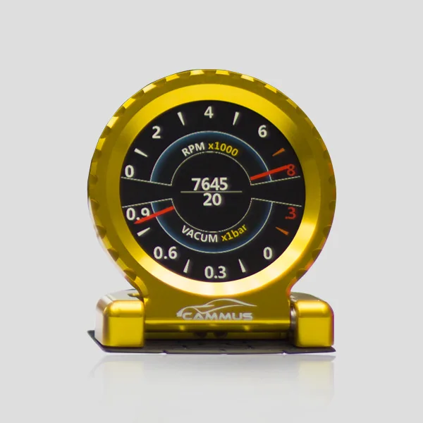 Gold I-Round lcd гоночный датчик дополнительно 6 цветов 13 в 1 P& P OBD RPM турбо Вода Воздух Масло g-значение скорость подходит для всех автомобилей - Цвет: Gold