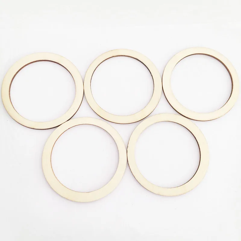 100 pezzi 5 misure Anelli in legno massiccio incompiuti per anelli connettori per creazione di gioielli ciondoli fai da te Yesland 
