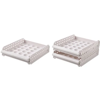

Household Egg Box Refrigerator Kitchen Double Layer Storage Box Egg Holder Care-Drawer-Type Storage Box