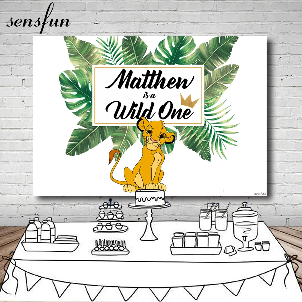 

Sensfun Baby Lion King Backdrops Photo Studio White Green Tropical Leaves Boys Birthday Party Backgrounds 7x5ft Vinyl Polyester
