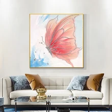 

Hand Painted Pink Butterfly On Canvas Oil Painting Modern Paintings Wall Art For Living Room Kids Room Decoration Gift Unframed