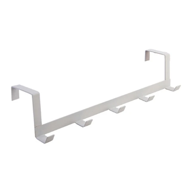 Coat Hook Rack Over the Door 5 Hooks Home Organizer Metal Hanging Rack Cloth Coat Hat Hanger Bathroom Kitchen Accessories white
