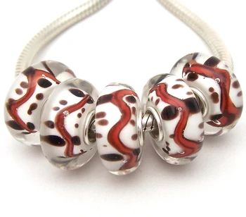 

JGWG1868 5X 100% Authenticity S925 Sterling Silver Beads Murano Glass beads Fit European Charms Bracelet diy jewelry Lampwork