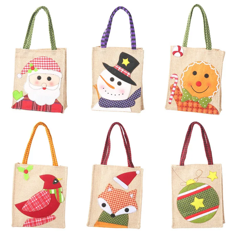 

Santa Sacks Bags Candy Apple Handles for Gift Bags Christmas Decorations for Home New Year 2020 Presents Women Shopping Bag 2019