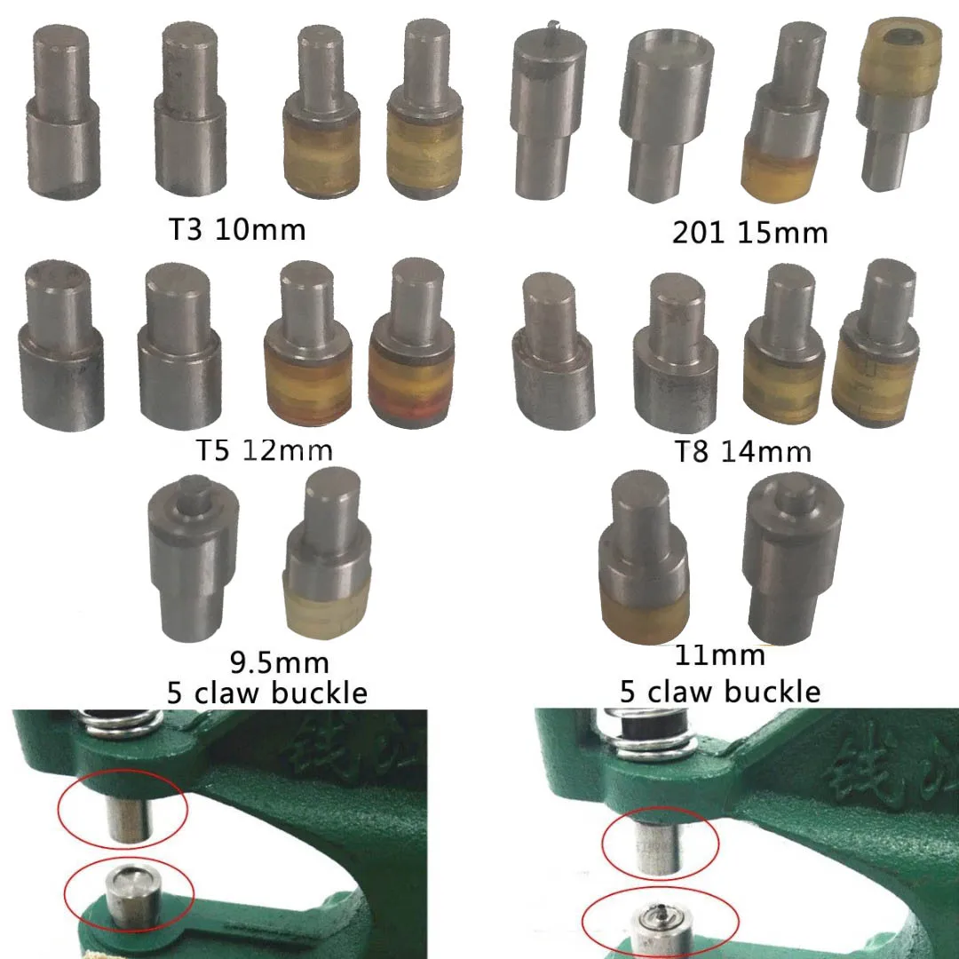 20pcs/set 9.5-15mm Electric Claw Clasp Snap Fastener Dies Voltage Clamp Machine Tool