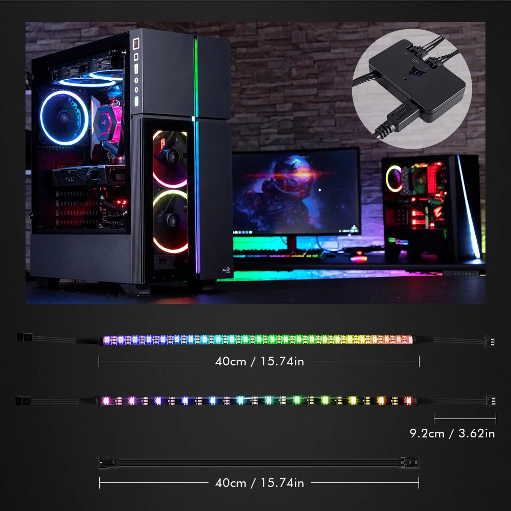 RGB Светодиодная лента индивидуально Адресуемая для 5 В WS2812B цифровая светодиодная лента для CORSAIR iCUE, 3 pin 5V добавить коннектор на материнских платах, ПК