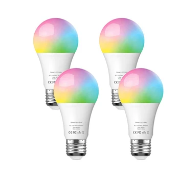 

4 Pack Smart Light Bulb with Warm White Light 2700K + RGB, E27 WiFi Multicolor LED 900LM Bulb for Alexa, Google Home and IFTTT