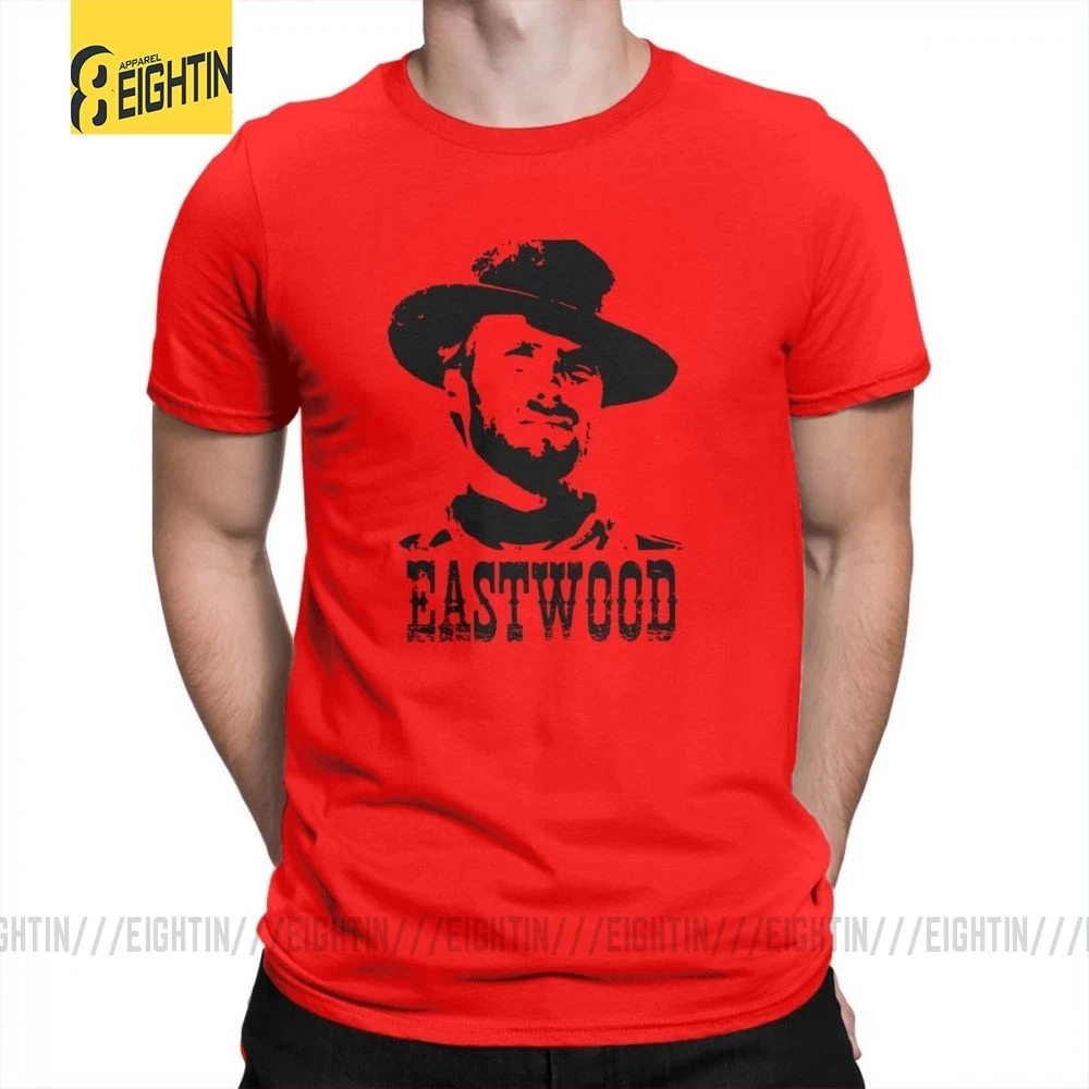 Clint Eastwood, футболка с коротким рукавом и круглым вырезом, футболки, хлопок, печатные топы, футболки для мужчин, новейшие белые топы размера плюс - Цвет: Красный