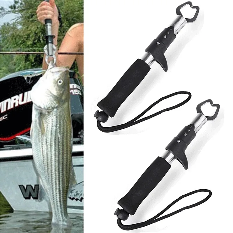 

2pcs Grabber Grab Tool Fish Grip Lip Trigger Lock Fishing Tackle Gripper Portable Stainless Steel Fish Lip Gripper Fishing Tool