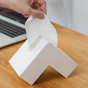 

Creative Nordic Right Angle Desktop Napkin Paper Storage Case Tissue Box Home Office Corner Tray Paper Towel Holder Organizer