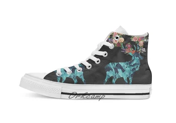 

Spring Itself Floral Dark Custom Casual High Top lace-up Canvas shoes sneakers Drop shipping