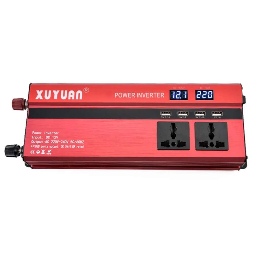 Xuyuan 2000W Портативный легковые автомобили мощный инвертор Зарядное устройство с светодиодный Дисплей преобразователя 12 V/24 V до 220V