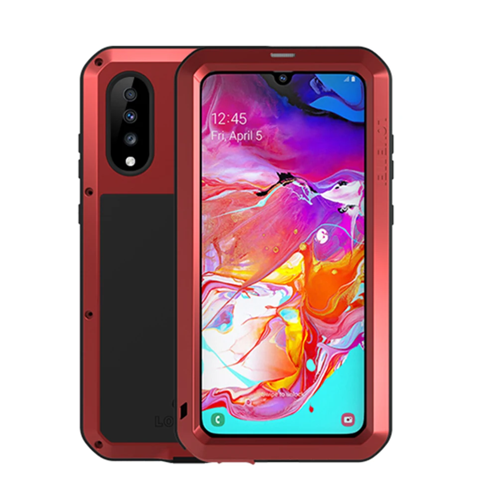 Чехол LOVE MEI для samsung Galaxy A70, сверхмощный ударопрочный Пылезащитный Водонепроницаемый металлический резервуар Броня чехол с закаленным GlassCase