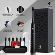 ARESH – brosse à dents électrique professionnelle noire L1, brosse à dents sonique intelligente Rechargeable, 5 modes, brosse ultrasonique automatique IPX7 pour adulte