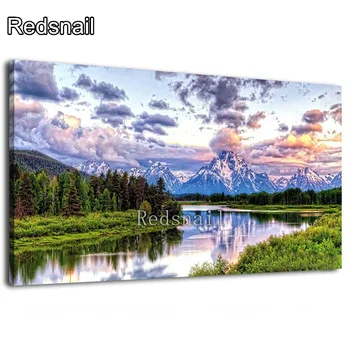 

Large DIY Diamond Painting Mountains River landscape 5D Cross Stitch diamond embroidery diamond mosaic Wall sticker Decor TT2646