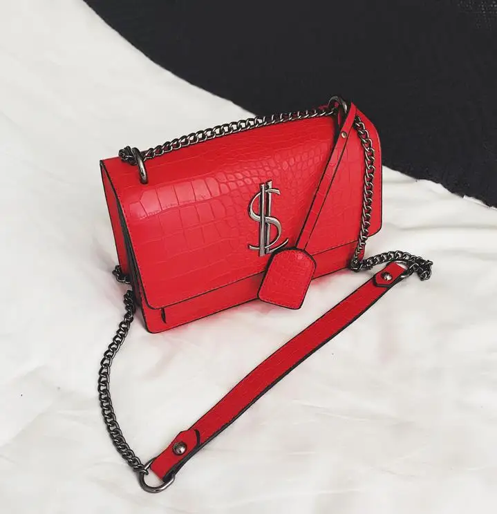 Роскошные женские сумки известного бренда, дизайнерские женские классические клетчатые сумки через плечо, кожаные женские сумки-мессенджеры - Цвет: Красный