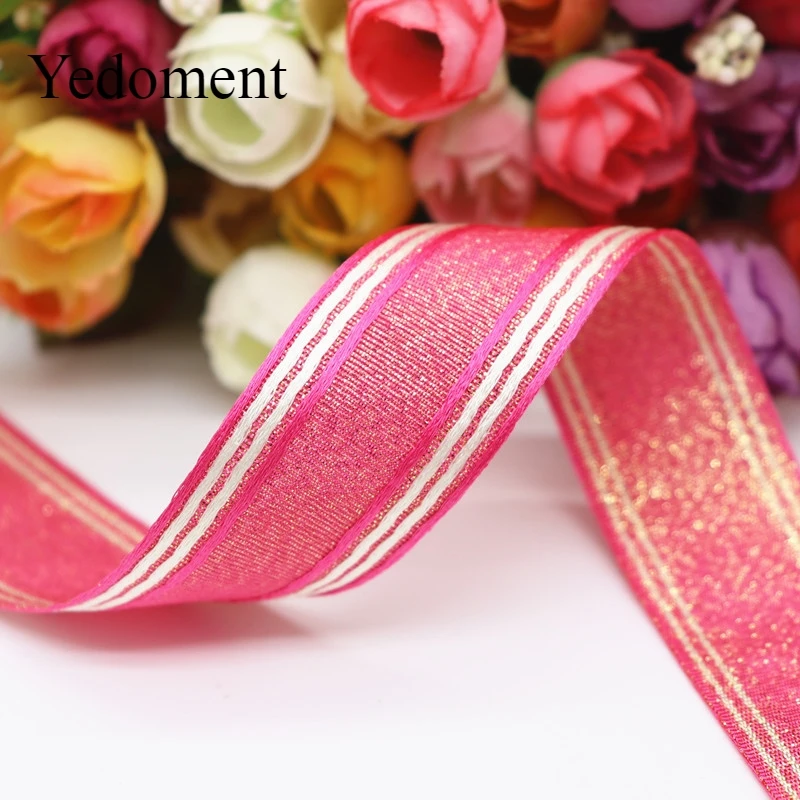

10 Yards 25MM/38MM Gold Thread Polyester Ribbon For Hair Bows DIY Crafts Handmade Accessories M19070802