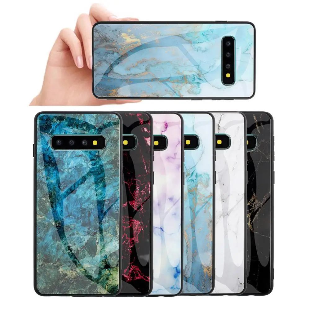 Закаленное Стекло Мрамор чехол для Samsung Galaxy S8 S9 S10 плюс S10E 5g Note8 Note9 A10 A20 A30 A6 A7 A8 2018 M10