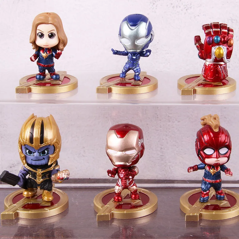 Горячие игрушки Cosbaby Мстители Бесконечность Gauntlet танос Капитан Marvel Железный человек ПВХ Фигурки игрушки подарок Western цифры 6 шт./компл