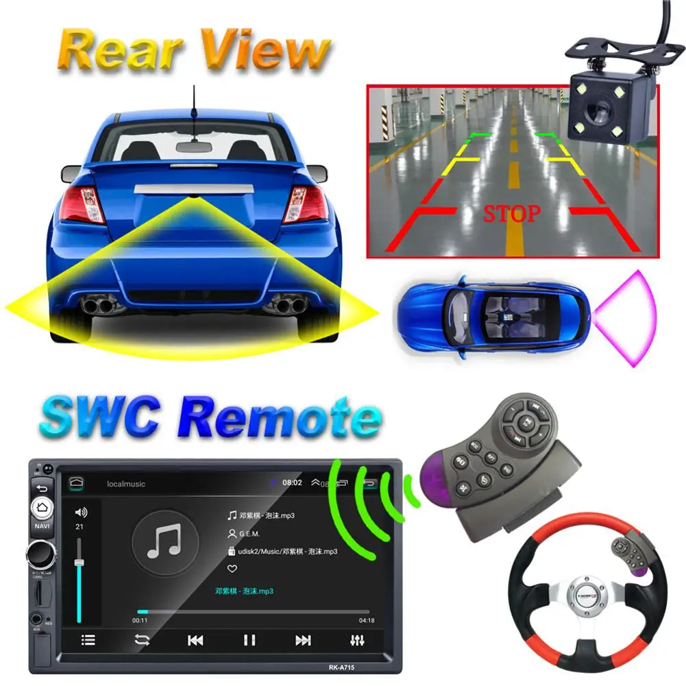 Автомагнитола 7 дюймов мультимедийный Mp5 плеер на Android 8 1 с Gps Bluetooth FM Wi