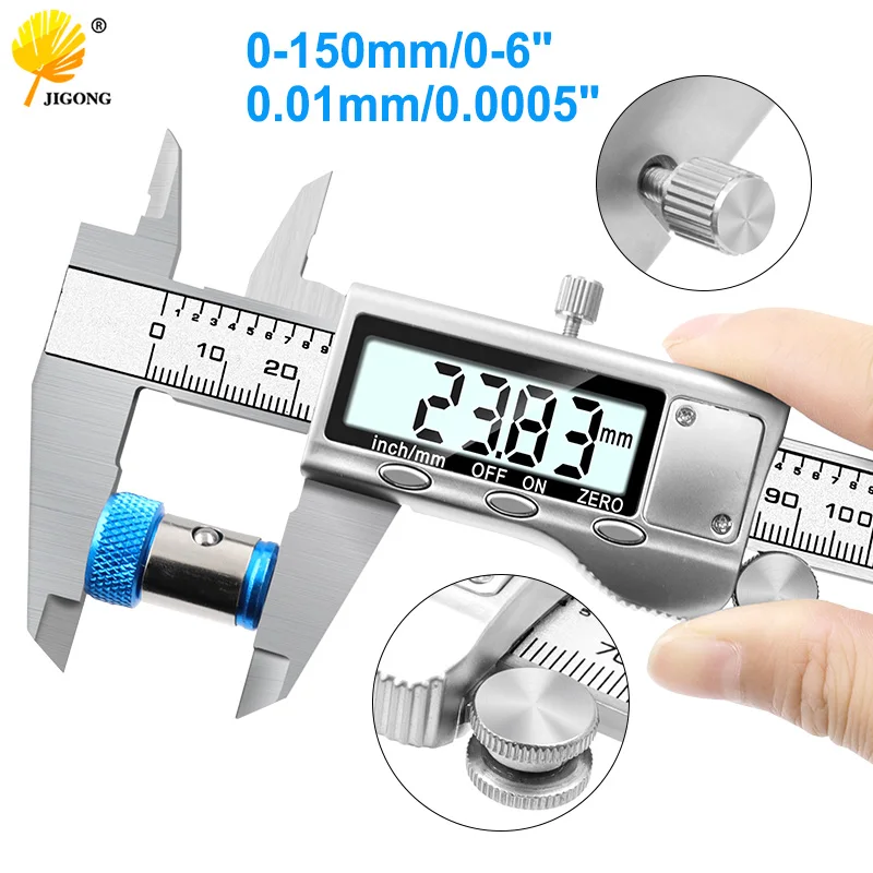 JIGONG 0-150mm/6" Metal casing Digital CALIPER VERNIER caliper GAUGE MICROMETER