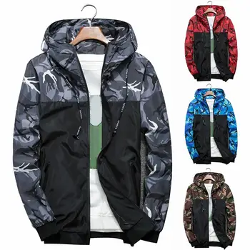 

Autumn Men Casual Camouflage Print Long Sleeve Zipper Hoodie Sports Jacket Coat