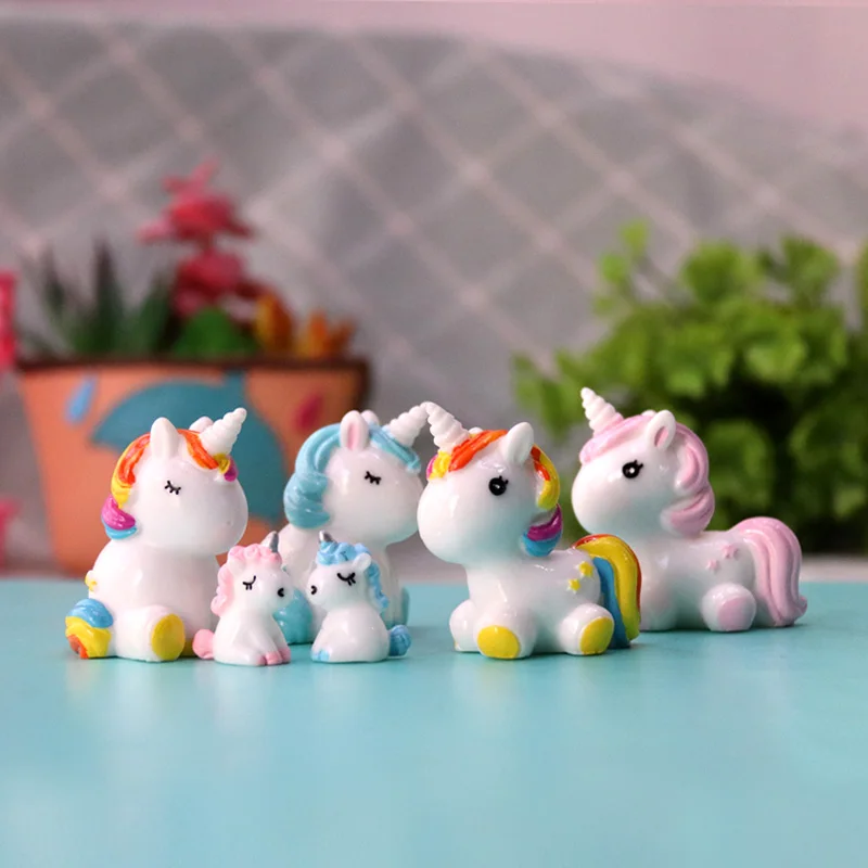 6 pcs BAIUFOR миниатюры Красочные Единорог Сказочный Сад, миниатюра суккуленты мини-фигурки пейзаж Декор дома/торт аксессуары - Цвет: 6 pcs