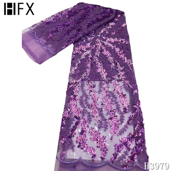 

Nigerian Lace Fabric 2020 High Quality Lace African Net Lace French Sequin Fabric 5 Yards For Wedding Party Dresses F3979