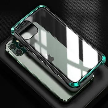 

For iPhone 11 Pro Max Case Luxury Aluminum Metal & Rubber & 9H Tempered Glass Shockproof Case For iPhone 11/ Pro/ Max Back Cover