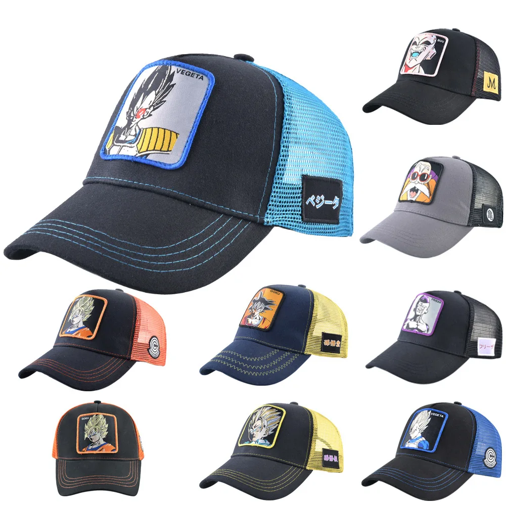 

Trucker Hat Fashion Hot Selling Cartoon Embroidered Baseball Cap Dragon Ball Net Cap Summer Sunshade Truck Cap Casquette