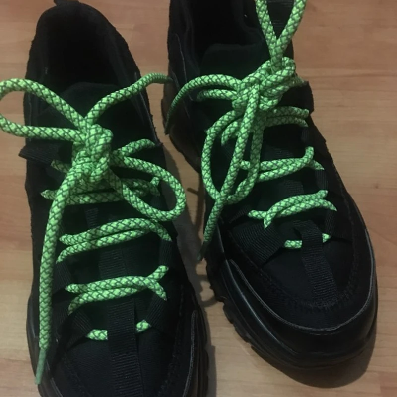 1Pair 3M Reflective Shoelaces Sneaker Shoelace Sport Shoelaces Round Rope Shoe Laces Length 100/120/140/160CM Strings