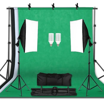 

Softbox Lighting Kit for Photo, Photography and Video Studio 2 Softbox (20x28") Backdrop Support Stand (6.6x6.6FT) + 3 Backdrop