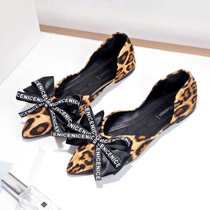 Leopard Классические Брендовые повседневные туфли на плоской подошве; женские лоферы с бантом; пикантные леопардовые оксфорды без застежки; мокасины; Женская замшевая кожаная обувь - Цвет: Leopard