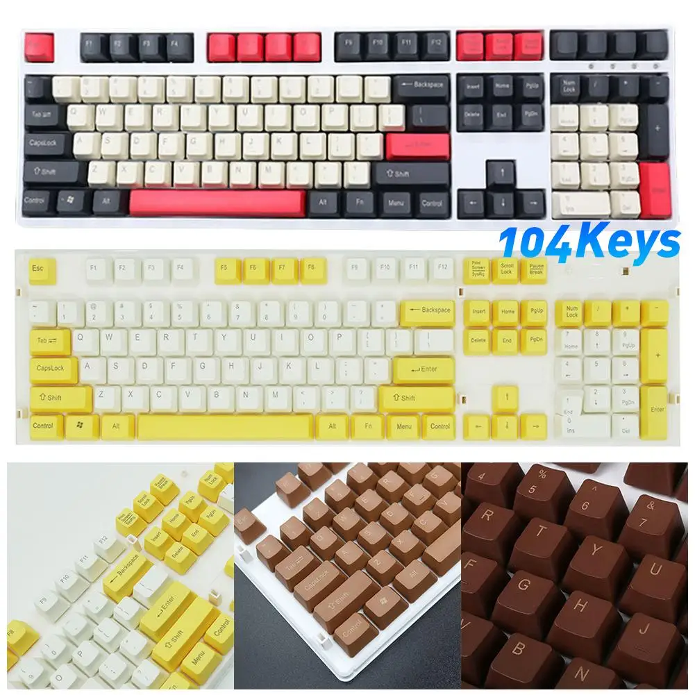 

104 Pcs/Set PBT Color Matching Key Cap Keycaps for Cherry MX Mechanical Keyboard Keycap Keyboards Accessories Color Matching