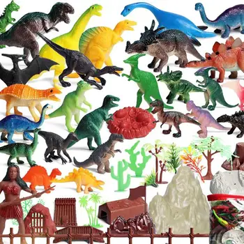 

110PC Dinosaur Toys Party Supplies Jurassic Plastic Dinosaurs World Dinasors Toy E65D